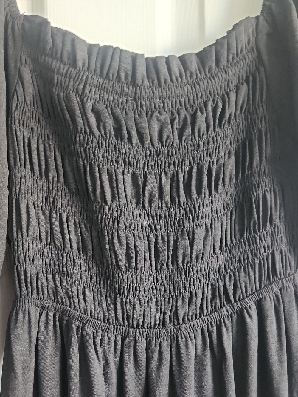 NWT She + Sky Black Smocked Long-Sleeve Maxi Dress - Picture 3 of 5